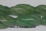 CFG252 15.5 inches 15*30mm carved rice green aventurine beads