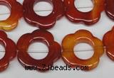 CFG259 15.5 inches 20mm carved flower red agate gemstone beads