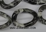 CFG268 15.5 inches 25*30mm carved oval black & white jasper beads