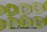 CFG275 15.5 inches 15*15mm carved triangle lemon jade beads