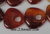 CFG276 15.5 inches 25*25mm carved triangle red agate beads