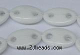 CFG298 15.5 inches 15*25mm carved oval white stone beads