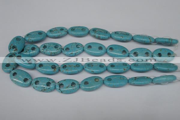 CFG299 15.5 inches 16*26mm carved oval turquoise beads