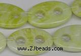 CFG308 15.5 inches 20*30mm carved oval lemon jade gemstone beads