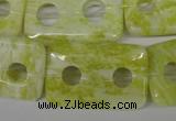 CFG336 15.5 inches 20*30mm carved rectangle lemon jade beads