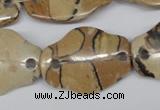 CFG340 22*30mm carved hexagon African leopard skin jasper beads