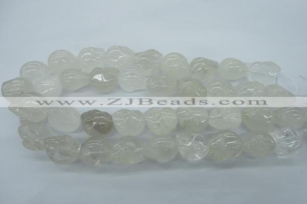 CFG341 15.5 inches 18*22mm carved skull white crystal beads