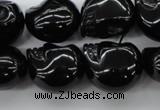 CFG345 15.5 inches 17*19mm carved skull black agate beads