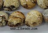 CFG347 15.5 inches 18*19mm carved skull picture jasper beads