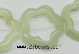 CFG36 15.5 inches 30mm carved flower green jade beads