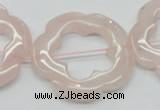 CFG42 15.5 inches 35mm carved flower rose quartz beads wholesale