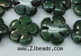 CFG452 15.5 inches 20mm carved flower green iron stone beads