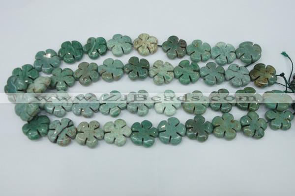 CFG455 15.5 inches 20mm carved flower new dragon blood jasper beads
