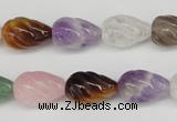 CFG51 15.5 inches 10*16mm carved teardrop mixed gemstone beads