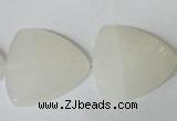 CFG525 15.5 inches 25*25mm carved triangle white jade beads