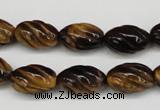 CFG53 15.5 inches 10*16mm carved rice yellow tiger eye gemstone beads