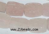 CFG546 15.5 inches 15*20mm carved brick rose quartz beads