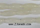 CFG551 15.5 inches 8*20mm carved rice white jade beads