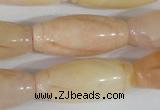 CFG555 15.5 inches 15*35mm carved rice pink aventurine beads