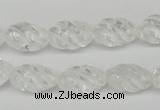 CFG56 15.5 inches 10*16mm carved rice white crystal gemstone beads