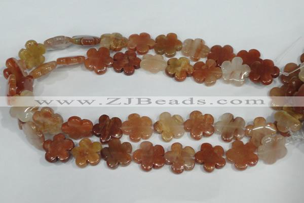 CFG655 15.5 inches 20mm carved flower red quartz beads