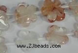 CFG657 15.5 inches 15mm carved flower pink quartz beads