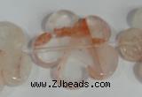 CFG659 15.5 inches 30mm carved flower pink quartz beads