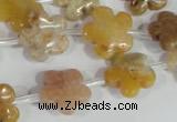 CFG672 15.5 inches 15mm carved flower agate gemstone beads