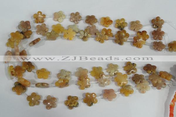 CFG672 15.5 inches 15mm carved flower agate gemstone beads