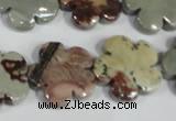 CFG688 15.5 inches 20mm carved flower artistic jasper beads