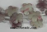 CFG690 15.5 inches 15mm carved flower lilac jasper beads