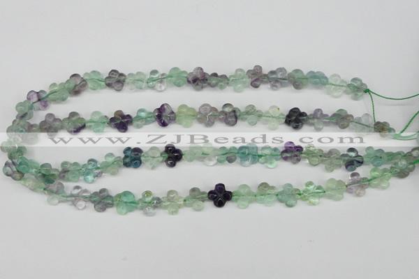 CFG73 15.5 inches 11*11mm carved flower fluorite gemstone beads