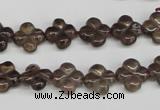 CFG76 15.5 inches 11*11mm carved flower smoky quartz beads