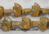 CFG775 15.5 inches 10*15mm carved animal leopard jasper beads