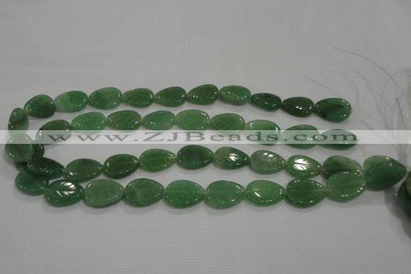 CFG818 12.5 inches 15*20mm carved leaf green aventurine beads wholesale