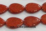 CFG822 12.5 inches 15*20mm carved leaf red jasper beads wholesale