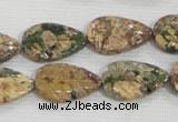 CFG824 12.5 inches 15*20mm carved leaf ocean stone beads wholesale