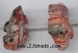 CFG863 Top-drilled 12*18mm carved animal red zebra jasper beads