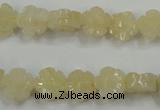 CFG880 15.5 inches 10mm carved flower yellow jade gemstone beads