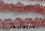 CFG884 15.5 inches 12mm carved flower cherry quartz beads