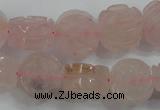 CFG890 15.5 inches 14mm carved flower rose quartz gemstone beads