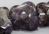 CFG917 30*33mm faceted & carved butterfly dogtooth amethyst beads