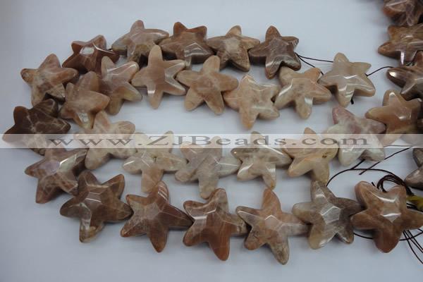 CFG929 15.5 inches 30*33mm faceted & carved star moonstone beads
