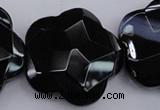 CFG957 15.5 inches 32*33mm faceted & carved flower black agate beads