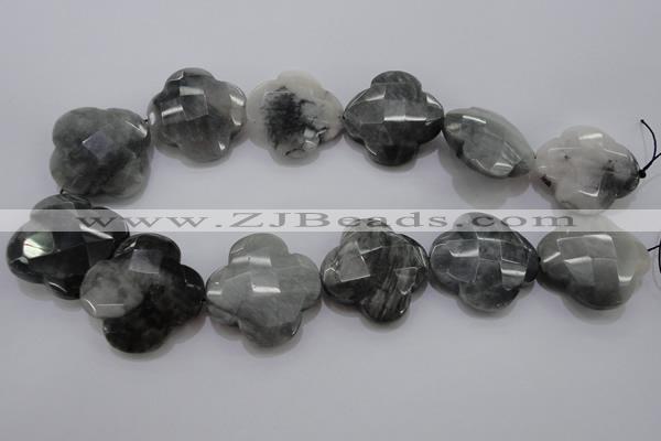 CFG963 15.5 inches 32*33mm faceted & carved flower eagle eye jasper beads