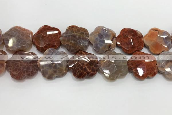 CFG979 15.5 inches 33*33mm carved flower fire agate beads