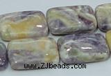 CFJ08 15.5 inches 18*25mm rectangle natural purple flower stone beads