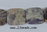 CFJ18 15.5 inches 25*25mm square natural purple flower stone beads