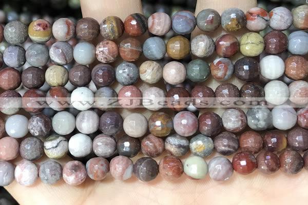CFJ251 15.5 inches 6mm faceted round fantasy jasper beads wholesale
