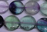 CFL1065 15 inches 18mm flat round natural fluorite gemstone beads